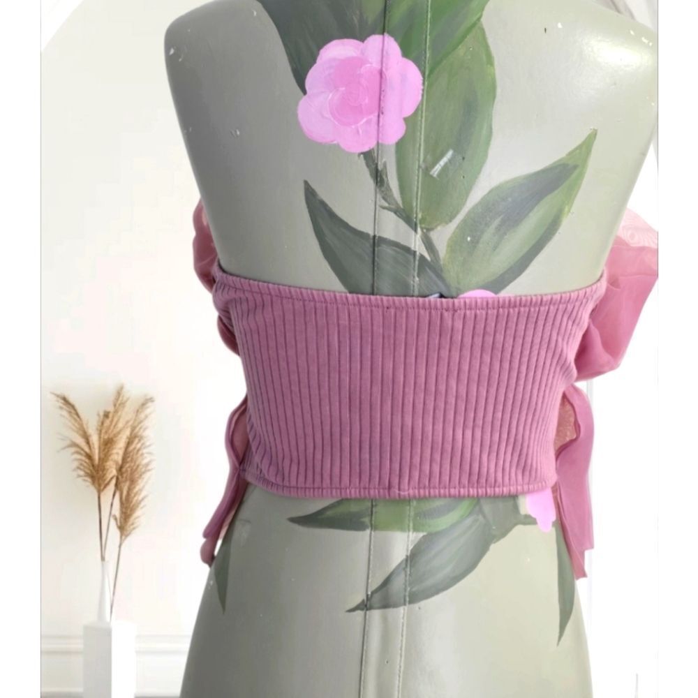 NEW- Elegant Pink Strapless Women's Top - Picture 4 of 8